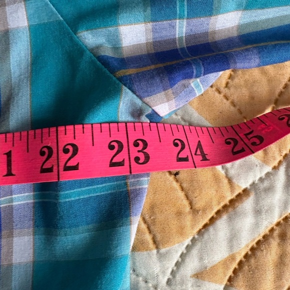 Vintage Mens Western Shirt, Wrangler Light Blue & Yellow Plaid Mens L - Picture 4 of 7